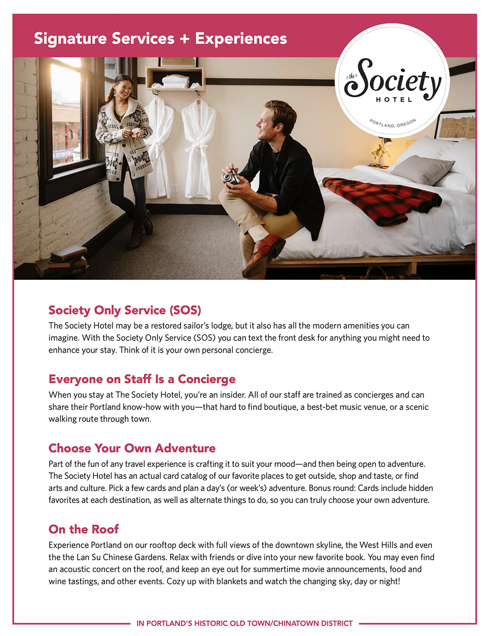 Society Hotel Press Kit Signature and Experiences